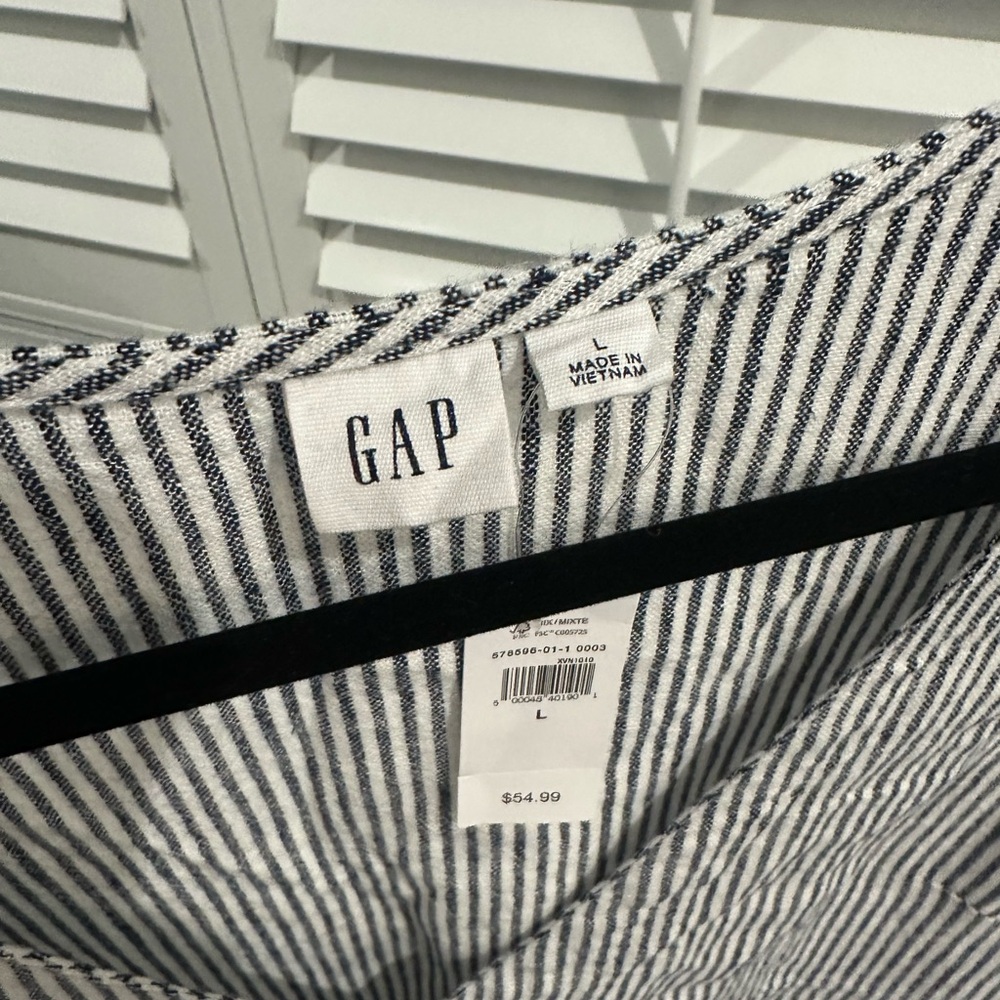 GAP Navy and White Striped Dress Linen-large perfect condition - Picture 2 of 2